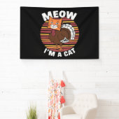 Kerstmis Grappige Kalkoen Nep Kat Retro  Spandoek (Insitu)