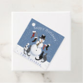 Kerstmis Grappige Kat Sneeuwman 2 scène Bedankjes Labels (In situ)