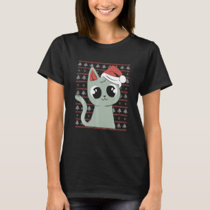 Kerstmis Grappige Kat Xmas Kerstman Stijl Lelijke  T-shirt
