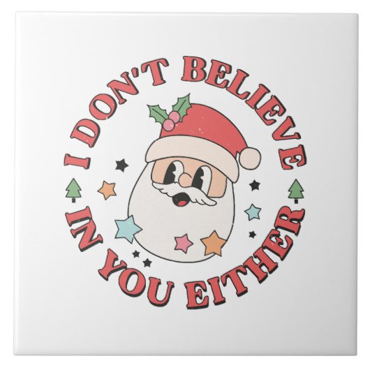 Kerstmis Grappige Kerstman  Tegeltje (Voorkant)
