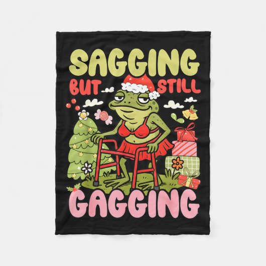 Kerstmis Grappige Kikker Meme Kerst Slap Maar Toch Fleece Deken (Voorkant)
