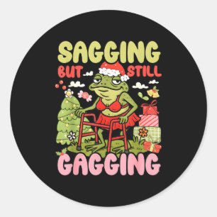 Kerstmis Grappige Kikker Meme Kerst Slappe Maar To Ronde Sticker