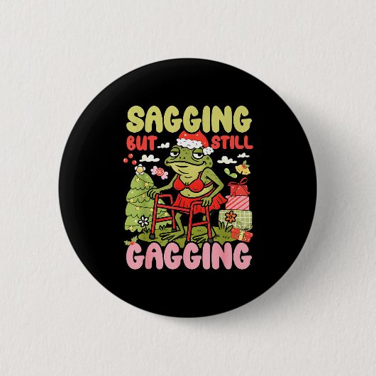 Kerstmis Grappige Kikker Meme Kerstmis Hangende Ma Ronde Button 5,7 Cm (Voorkant)