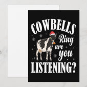 Kerstmis Grappige Koeienbellen Rinkel Koe Liefhebb Feestdagenkaart (Voorkant / Achterkant)