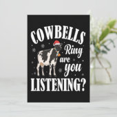 Kerstmis Grappige Koeienbellen Rinkel Koe Liefhebb Feestdagenkaart (Staand voorkant)