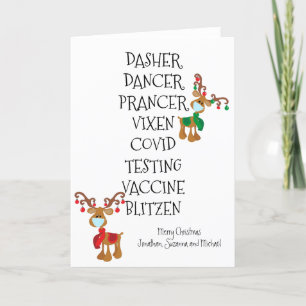 Kerstmis Grappige Rendier Namen Covid Vaccin 2021 Feestdagen Kaart