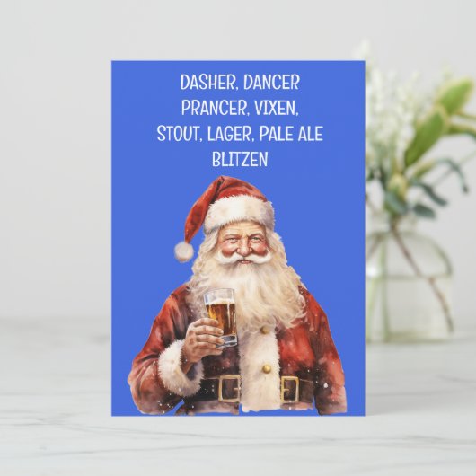 Kerstmis Grappige rendieren Namen Bier Feestdagenkaart (Staand voorkant)