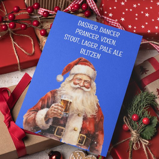Kerstmis Grappige rendieren Namen Bier Feestdagenkaart