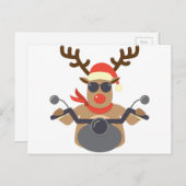 Kerstmis Grappige Rudolf Biker Motorcycle Feestdagenkaart (Voorkant / Achterkant)