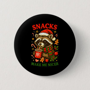 Kerstmis Grappige Schattige Verwilderde Wasbeer Sn Ronde Button 5,7 Cm