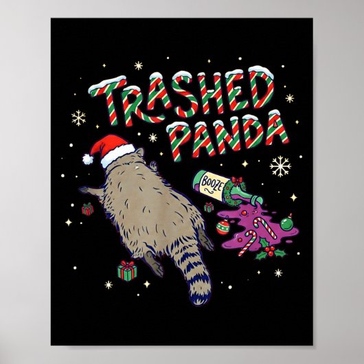 Kerstmis Grappige Vernielde Panda Wasbeer Wordt Dr Poster (Voorkant)