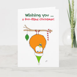 Kerstmis: Grappige Vogel (sinaasappel) Feestdagen Kaart