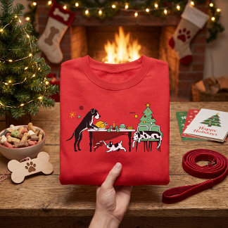 Kerstmis Great Dane Franse Bulldog Pret T-shirt
