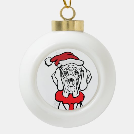 Kerstmis Great Dane Man Keramische Bal Ornament (Voorkant)