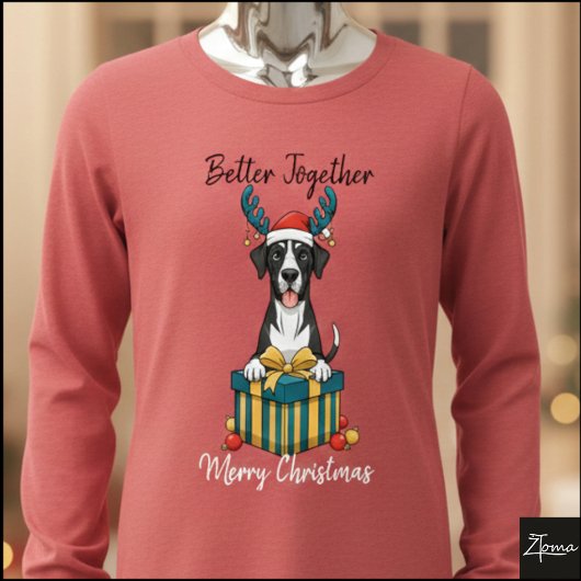 Kerstmis Great Dane Rendier Cadeau Grafisch Tri-Blend Shirt
