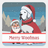 Kerstmis Great Dane Sticker Prettig Woofmas (Voorkant)