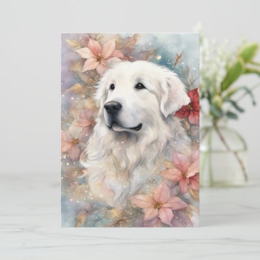 Kerstmis Great Pyrenees Plat Kerstkaart (Staand voorkant)