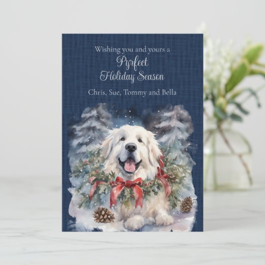 Kerstmis - Great Pyrenees Pyrfect Feestdagenkaart (Staand voorkant)