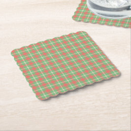 Kerstmis Green-based Plaid Kartonnen Onderzetters