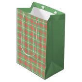 Kerstmis Green-based Plaid Medium Cadeauzakje (Voorkant Gekanteld)