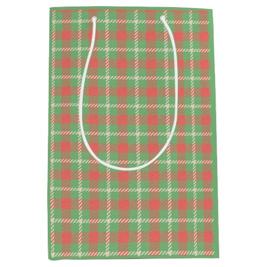 Kerstmis Green-based Plaid Medium Cadeauzakje (Voorkant)