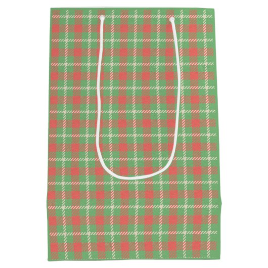Kerstmis Green-based Plaid Medium Cadeauzakje (Achterkant)