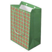 Kerstmis Green-based Plaid Medium Cadeauzakje (Achterkant Gekanteld)
