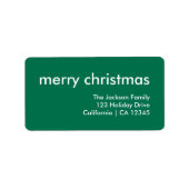 Kerstmis | Green Modern Return-adres Etiket (Voorkant)