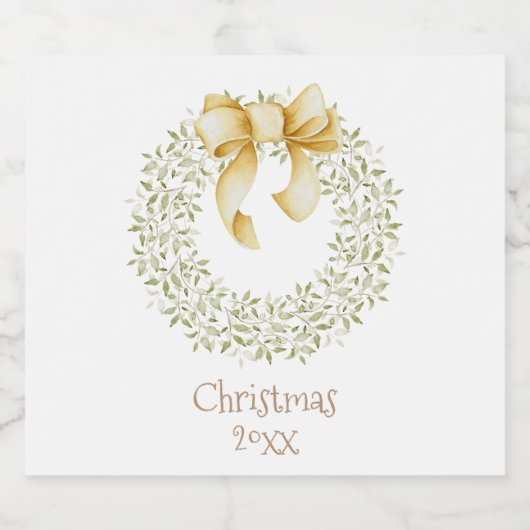 Kerstmis: Greenery Bow Modern personaliseren Bier Etiket (Enkel label)