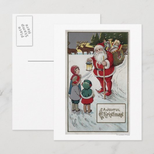 Kerstmis GreetingSanta die aan Kind spreken Feestdagenkaart (Voorkant / Achterkant)