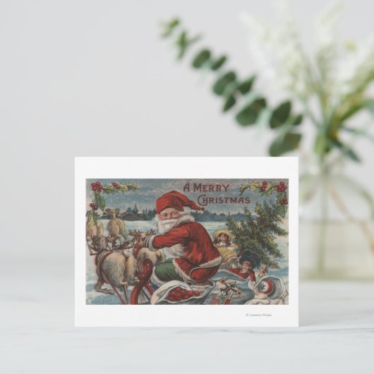 Kerstmis GreetingSanta op Ar Feestdagenkaart (Staand voorkant)