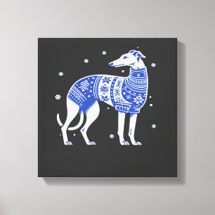 Kerstmis Greyhound-hond die een lelijk trui bl dra Canvas Afdruk