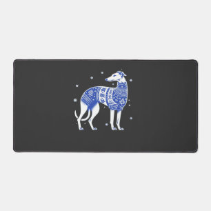 Kerstmis Greyhound-hond die een lelijke trui draag Bureaumat