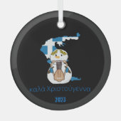 Kerstmis Griekenland Vlag sneeuwman Glas Ornament (Voorkant)