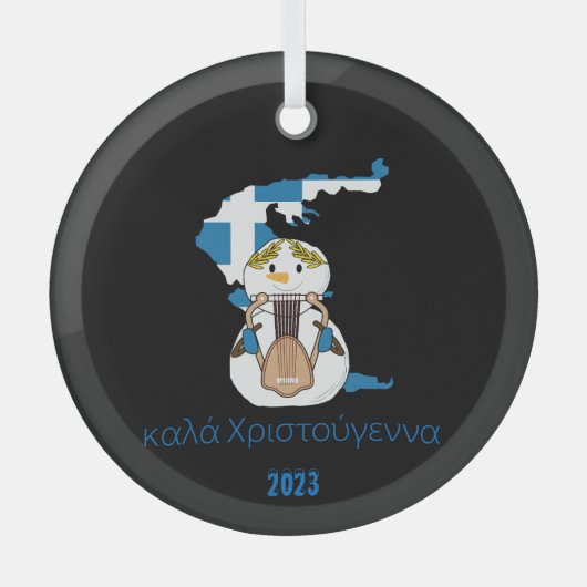 Kerstmis Griekenland Vlag sneeuwman Glas Ornament (Voorkant)