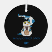 Kerstmis Griekenland Vlag sneeuwman Glas Ornament (Achterkant)