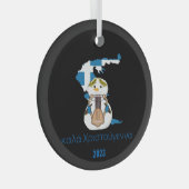 Kerstmis Griekenland Vlag sneeuwman Glas Ornament (Voorkant Rechts)