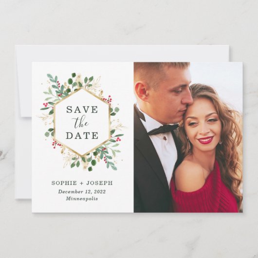 Kerstmis: Grijne met wit | Foto Save The Date (Voorkant)