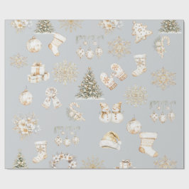 Kerstmis grijs goud inpakpapier