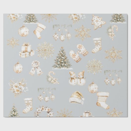 Kerstmis grijs goud inpakpapier (Vlak)