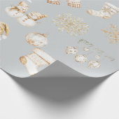 Kerstmis grijs goud inpakpapier (Hoek)