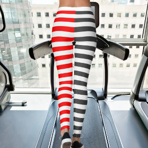 Kerstmis Grijs Rood Wit Strepen Sportieve Vrouwen Leggings