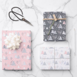 Kerstmis grijs wit roze zilver eenvoudig elegant inpakpapier vel