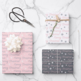 Kerstmis grijs wit roze zilver eenvoudig elegant inpakpapier vel