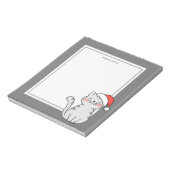 Kerstmis Grijze Kat Aangepaste Naam Notitieblok (Linkerzijde)