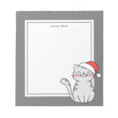 Kerstmis Grijze Kat Aangepaste Naam Notitieblok (Voorkant)