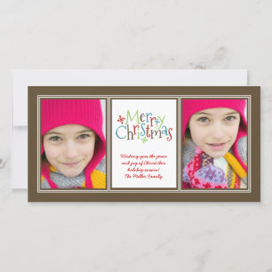 Kerstmis Gril Foto Duo Wenskaart Feestdagenkaart