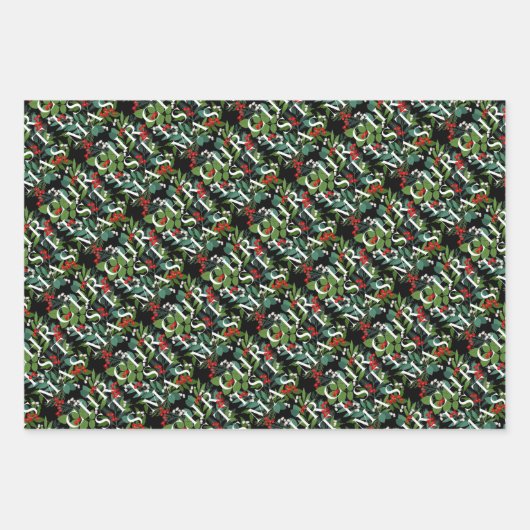 KERSTMIS groen bessen Inpakpapier Vel (Voorkant)