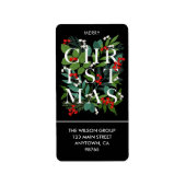 KERSTMIS groen bessen retouradres Etiket (Voorkant)