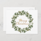 Kerstmis Groen en God Merry Kerstmis Briefkaart (Voorkant / Achterkant)